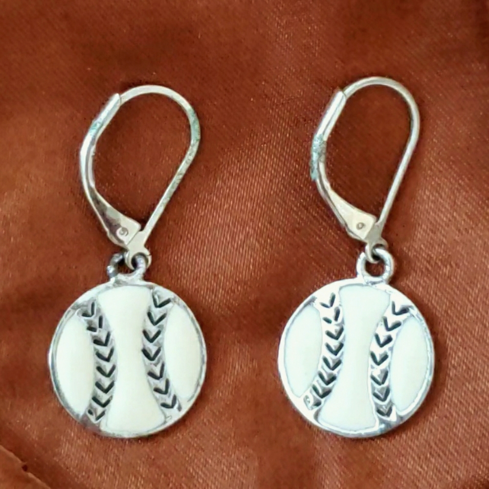 Enamel baseball earrings Double sided